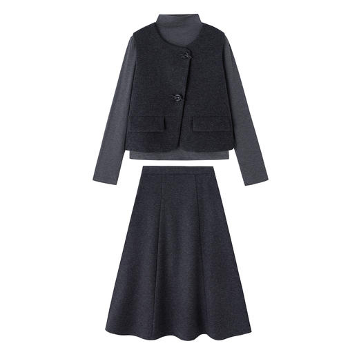 时尚套装春季新款简约气质马甲打底衫半裙三件套裙 MJ2611 商品图4