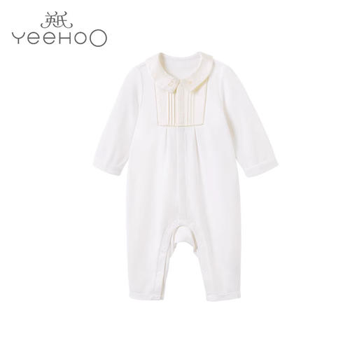 【高定系列】英氏宝宝桑蚕丝哈衣白色连体衣YZJAJ32035A 商品图0