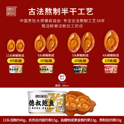 德叔礼盒系列即食半干鲍鱼礼盒4只装*6罐 【常温储存】 商品图4