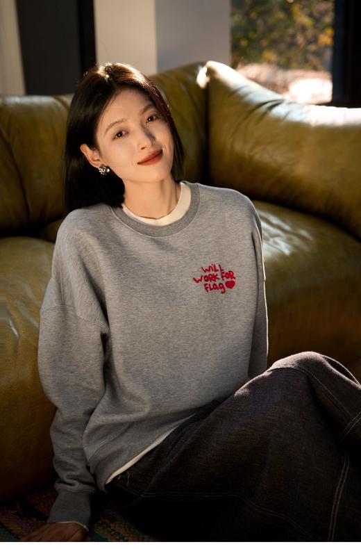 三层空气层透气云感字母刺绣卫衣 商品图7