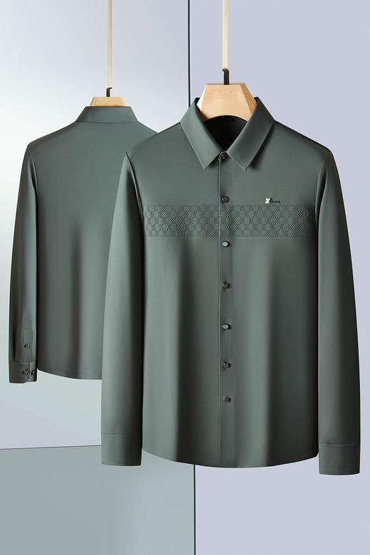 【DDP】大依优型大码男装春季翻领长袖衬衫商务休闲透气免烫长袖T恤 商品图5