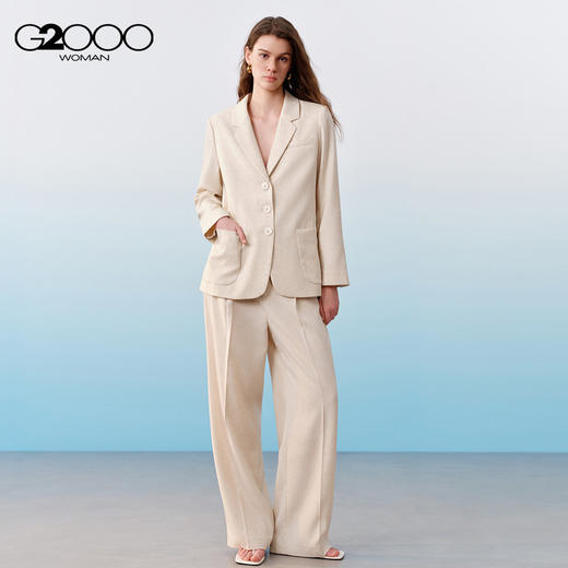 G2000女装SS26商场新款【亚麻舒适弹/可机洗】通勤宽松西装外套61211065 商品图1