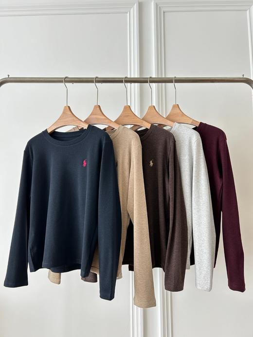 点此购买 拉夫劳伦春秋季女士小马圆领老钱磨毛打底衫 yw 341714 商品图1