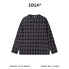 SDSA男装2026新款高贵轻奢简约扎染撞色格纹圆领长袖T恤百搭时尚 商品缩略图0