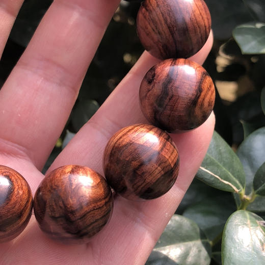 【青山特惠】2.0*12颗海南黄花梨紫油梨褶皱水波老料文玩手串h140 商品图3