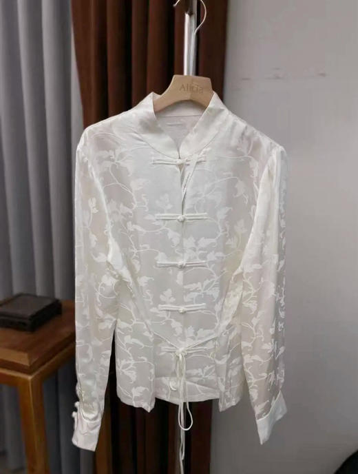 新中式风立领重工提花真丝缎面 商品图2