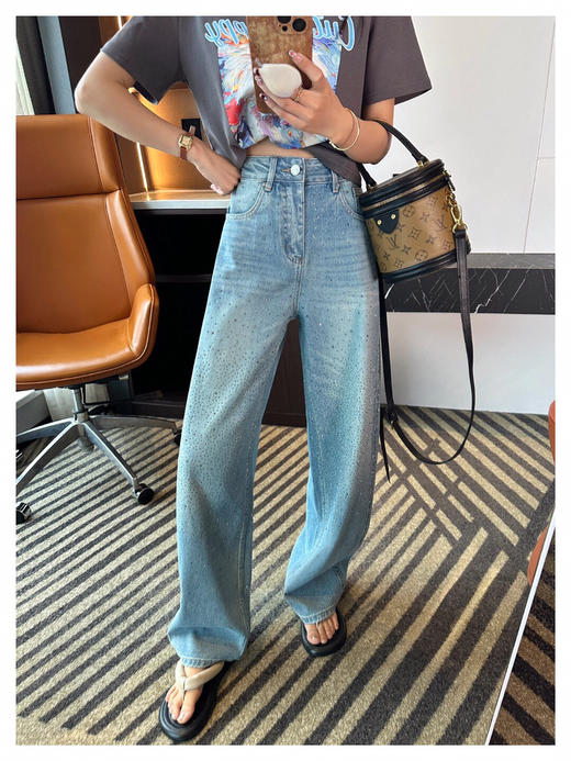 YAW5010烫钻弯刀牛仔裤 商品图0