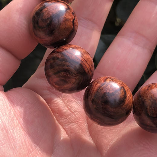 【青山特惠】2.0*12颗海南黄花梨紫油梨褶皱水波老料文玩手串h140 商品图4