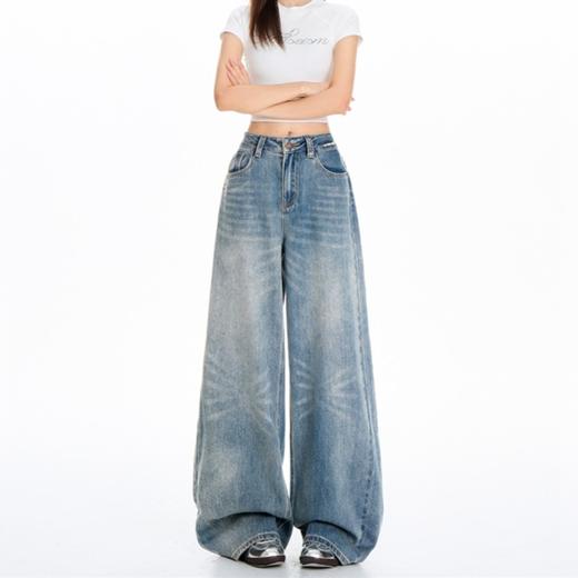 馥迦显瘦复古阔腿牛仔裤 商品图2