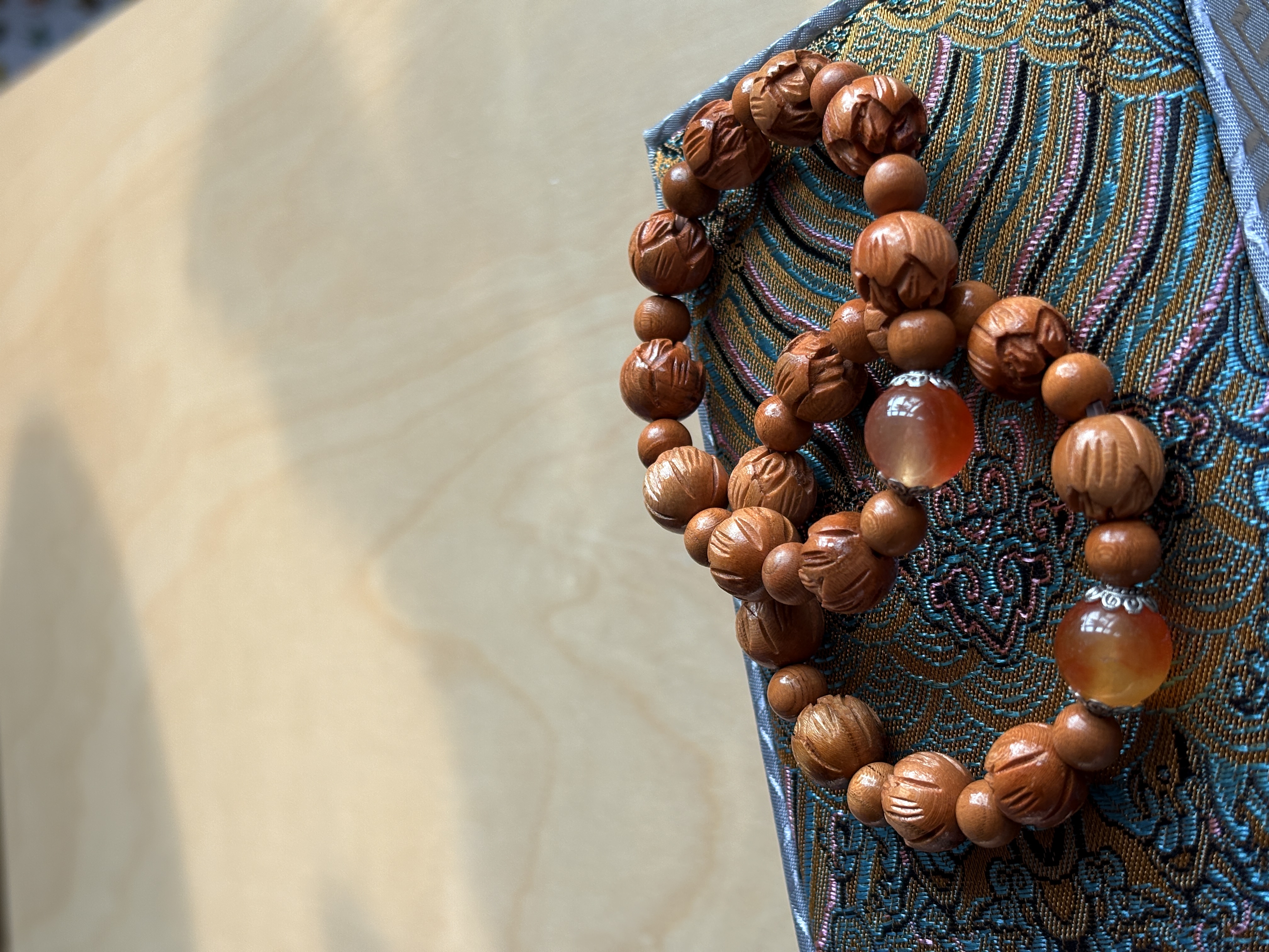 桃木圆珠手串桃木平安手串女款手链文玩盘玩木质佛珠