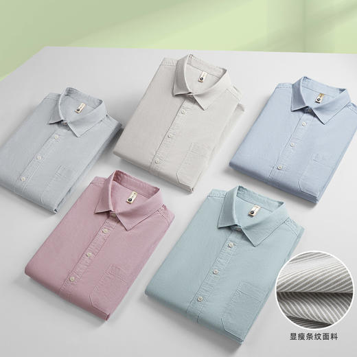 【DG】【纯棉】大依优型大码男装夏季细条纹短袖衬衫商务休闲百搭T恤300 商品图4