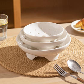 摩登主妇陶瓷蒸盘高脚米饭馒头蒸格家用圆形食品级炒锅电饭煲蒸架