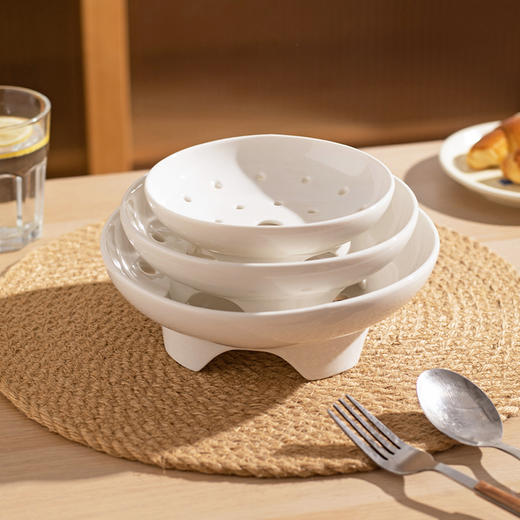 摩登主妇陶瓷蒸盘高脚米饭馒头蒸格家用圆形食品级炒锅电饭煲蒸架 商品图0