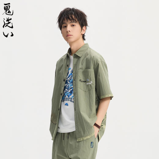 ONIARAI/鬼洗26春夏新品鬼洗常青松宽松刷色短袖衬衫男 B740029 商品图2