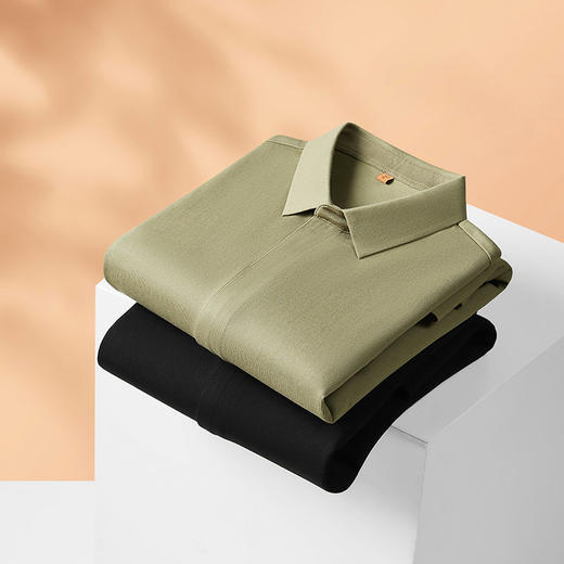 【DDP】大依优型大码男装春季门襟拉链款长袖衬衫无痕商务休闲棉质T恤 商品图4