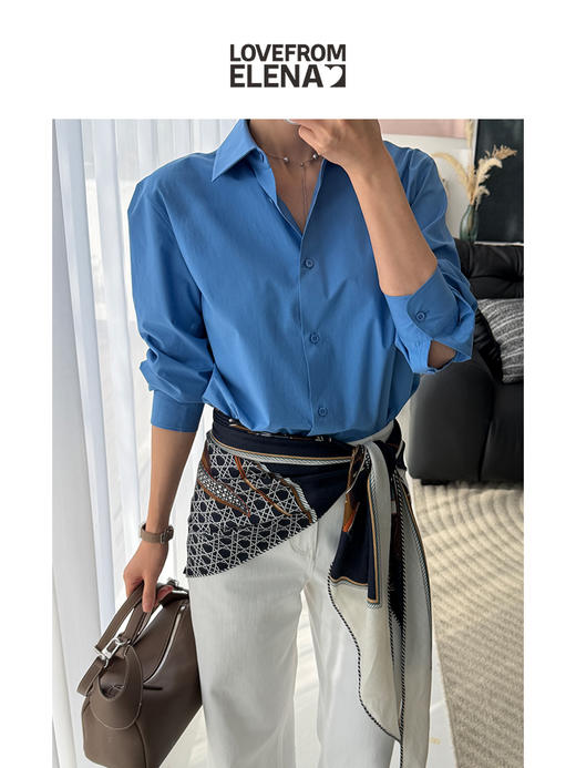 「经典回归」进口匹马棉 法式蓝 微廓形简约衬衫 商品图2