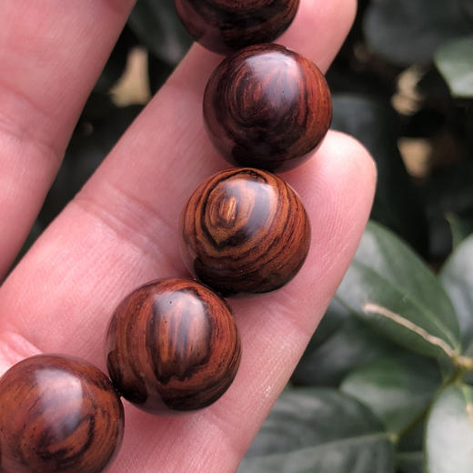 【青山特惠】1.5*15颗海南黄花梨紫油梨满纹水波老料文玩手串h117 商品图3