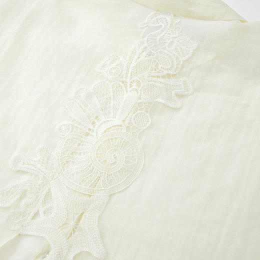 谜底轻薄刺绣衬衣长袖2026夏新品不规则下摆开衫衬衫女262MC0608 商品图3