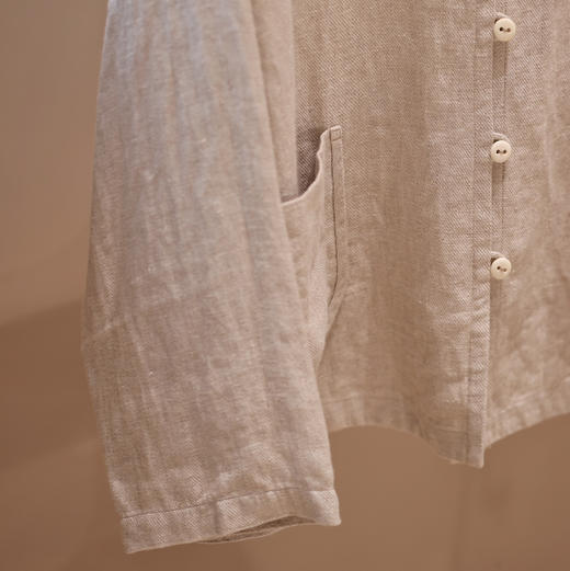 黄阿福 重磅亚麻斜纹圆领开衫 商品图2