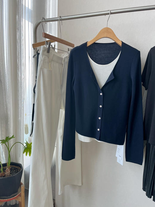 【纸片人】噢蜜ooomeooo假两件精纺毛衣开衫 商品图6