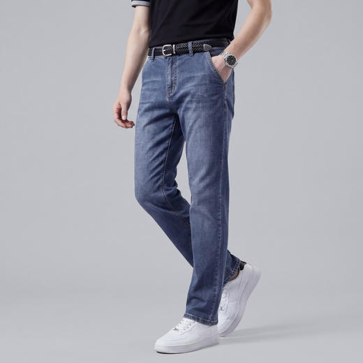 【含棉】圣得西水洗牛仔裤男款春季2026新款宽松休闲直筒牛仔长裤 商品图6