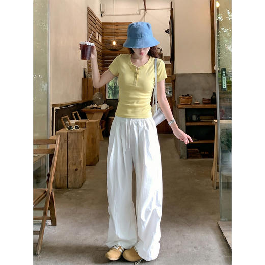 <曾小咸推荐>韩系亨利领刺绣修身短袖t恤女【预售款，预计3-15天！！】 商品图4