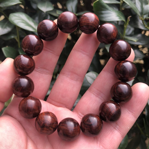 【青山特惠】1.5*15颗海南黄花梨紫油梨水波老料文玩手串h114 商品图5