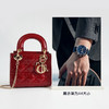 【95新】Dior迪奥迷你LADY DIOR手袋迷你红色漆皮三格戴妃链条包手提单肩包女士050326NJS15 商品缩略图9