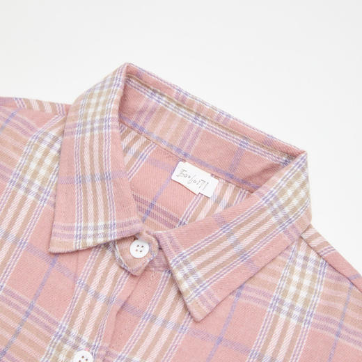 西遇韩系粉色格子衬衫女2026年春季新款慵懒风翻领宽松衬衣外套E0060171 商品图5