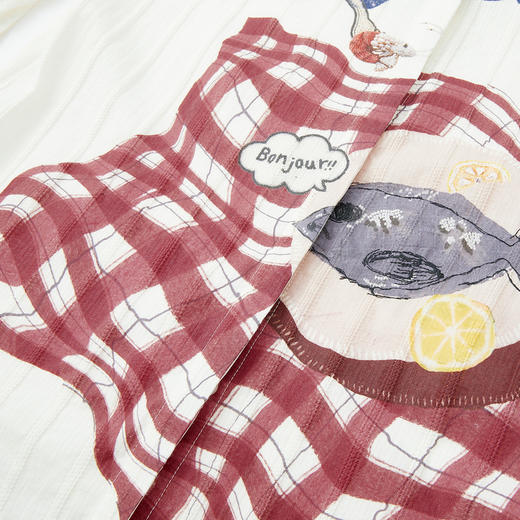 谜底定位印花衬衣分袖2026夏新品复古红格亲肤棉衬衫女262MC0636 商品图3