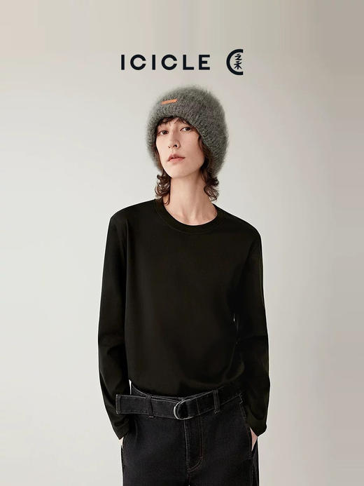 【秒杀价已调 直接拍】​小禾 极简风男女同款 宽松圆领100%精梭丝柔绵 长袖 T恤 商品图2