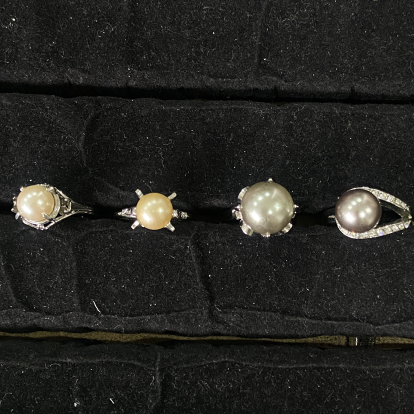 日本中古仿珍珠戒指 四款入 N296