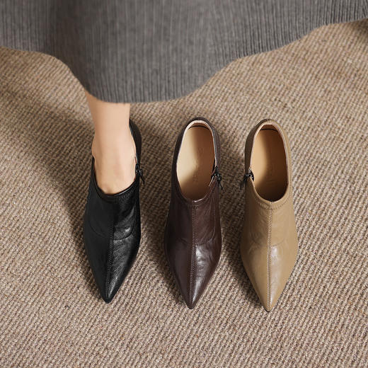 阿么手工女鞋尖头高级时尚上班鞋百搭不累脚简约春季女单鞋8.5CM 商品图4