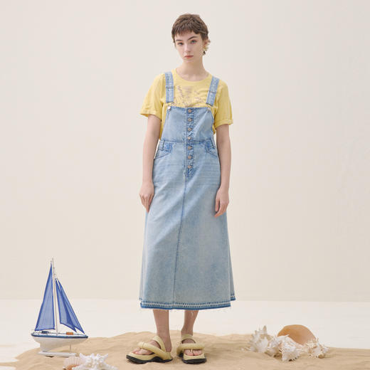 谜底牛仔连衣裙无袖2026年夏季新品A摆烫钻文艺背带裙女262ML0473 商品图0