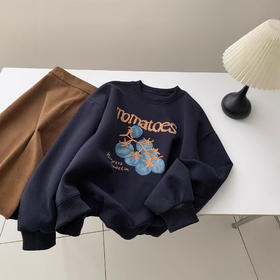 复古显白！西红柿刺绣圆领套头卫衣！女26春秋韩版ins风宽松学生外套！