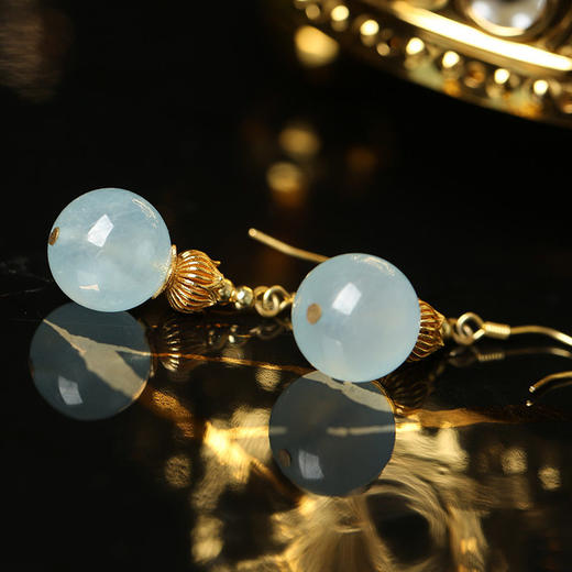 【祈愿吉品】海蓝宝耳饰耳环高级气质新款精致水晶 商品图4