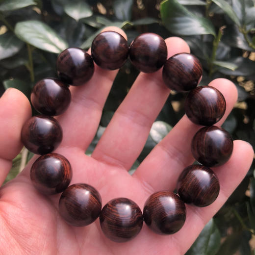 【青山特惠】 1.8*13颗海南黄花梨紫油梨满纹老料文玩手串h130 商品图5