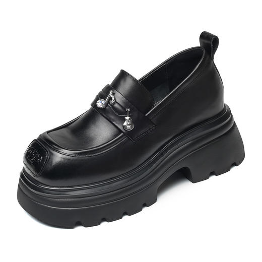 信诺妈妈皮鞋英伦风单鞋女真皮厚底增高小个子乐福鞋2026春季新款X6C161-10 商品图3