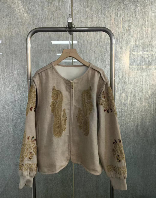 原单新款重磅提花金丝线亚麻外套 商品图0