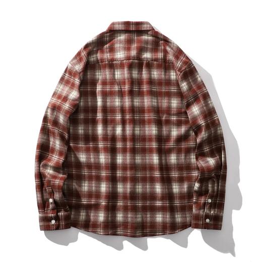 重磅法兰绒彩格口袋衬衫美式复古格子中性简约衬衫休闲廓形百搭男女外套 商品图6