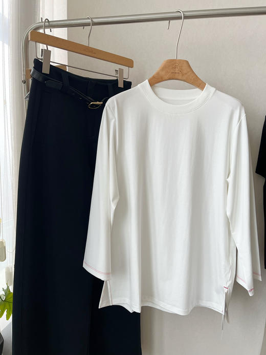 【穿不腻的白月光】噢蜜ooomeooo持久如新下摆开衩T“限时赠送真丝丝巾” 商品图14