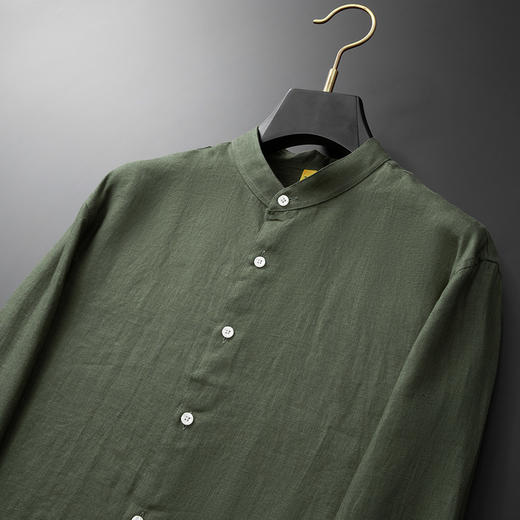 【DG】【亚麻】大依优型大码男装春季长袖翻领衬衫亚麻商务休闲百搭上衣T恤 商品图1