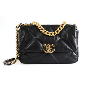 【95新】CHANEL香奈儿19Bag系列AS1160 B03930 94305小号黑金19bag链条包单肩包女士050326NJT14