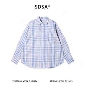 SDSA男装2026新款高贵轻奢韩系慵懒风格子长袖宽松衬衫百搭时尚