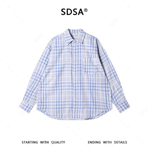 SDSA男装2026新款高贵轻奢韩系慵懒风格子长袖宽松衬衫百搭时尚 商品图0