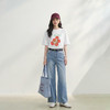 西遇白色短袖T恤女2026年春季新款圆领番茄印花韩系少女宽松上衣E0060173 商品缩略图1
