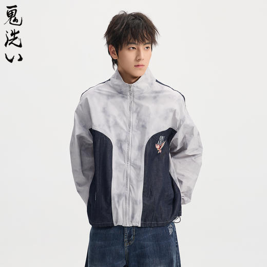 ONIARAI/鬼洗26春季新品鬼洗常青松老鹰牛仔拼接轻薄外套 B340256 商品图0