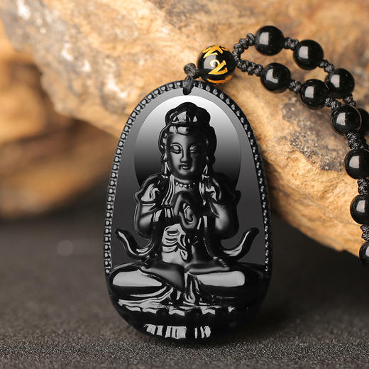 黑曜石本命佛吊坠 十二生肖八大守护神 男女款平安护身项链DZQC-111 商品图7