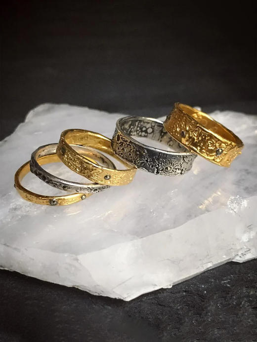 momoko｜2.5mm Moon Crater Ring with Marcaiste [ 马克赛石戒指 金 / 银 ] 商品图1