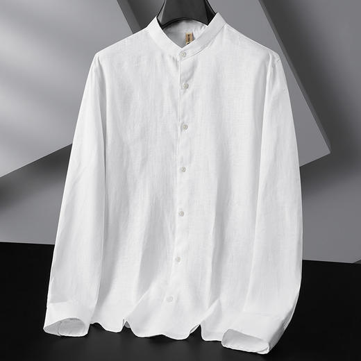 【DG】【亚麻】大依优型大码男装春季长袖翻领衬衫亚麻商务休闲百搭上衣T恤 商品图2